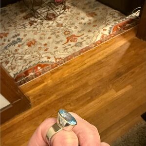 Sterling Silver with Aquamarine lg Stone